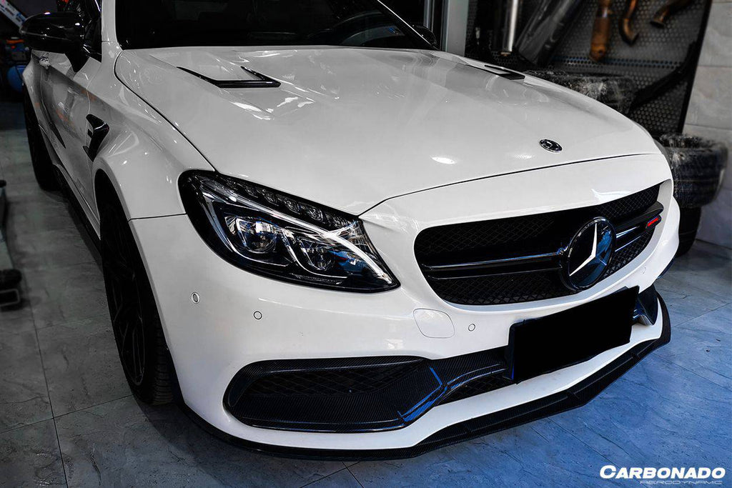 2015-2021 Mercedes Benz W205 C63/S AMG Sedan/Coupe Carbon Fiber Front Bumper Canards - Carbonado