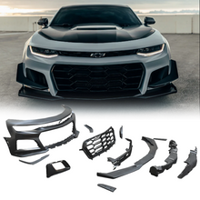 Load image into Gallery viewer, 2016-2018 Chevy Camaro ZL1 1LE Track Package Front Bumper Conversion 11pcs Full Kit Flat BLK