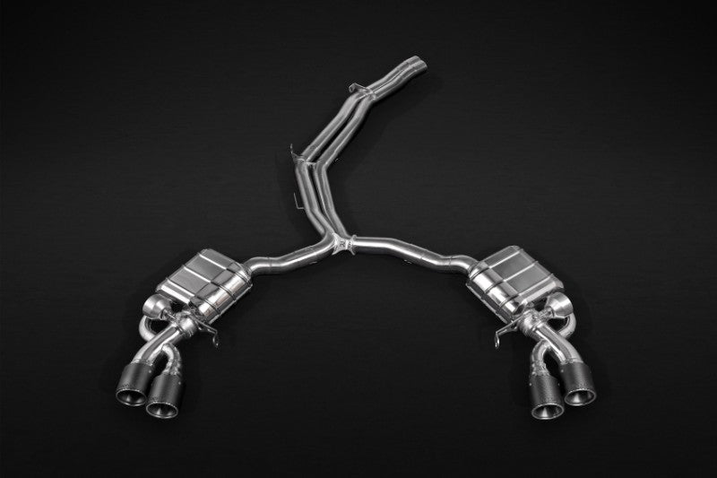 Capristo Exhaust Valved Catback Exhaust System Mid-Pipes E2P Carbon Tips Black Audi RS5 B9 F5 2016-2023