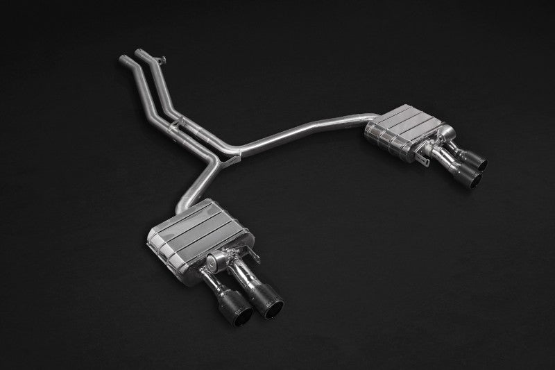 Capristo Exhaust Mid-Pipes Valved Exhaust System CES3 Carbon Fiber Tips Black Audi S8 2010-2021