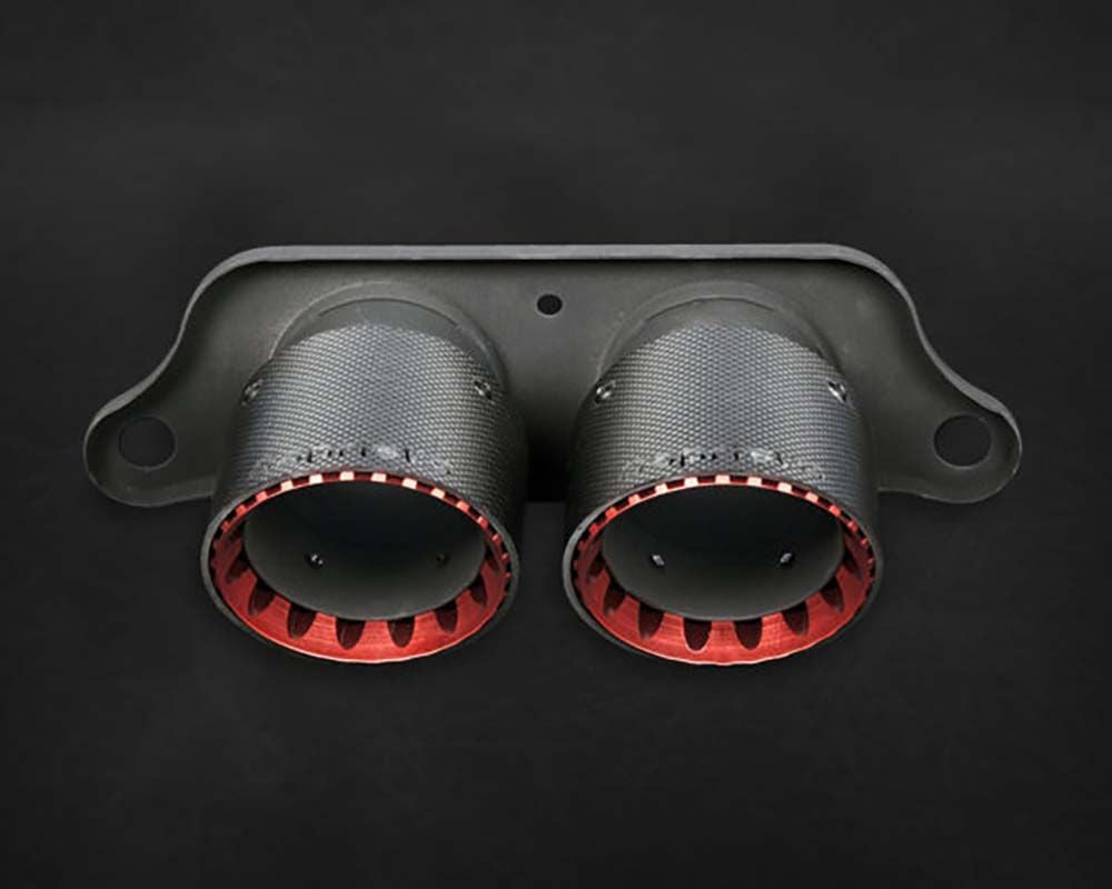 Capristo Exhaust Carbon Fiber Shell Exhaust Red Tip OEM Muffler Porsche 991.2 GT3 | RS 2017-2019
