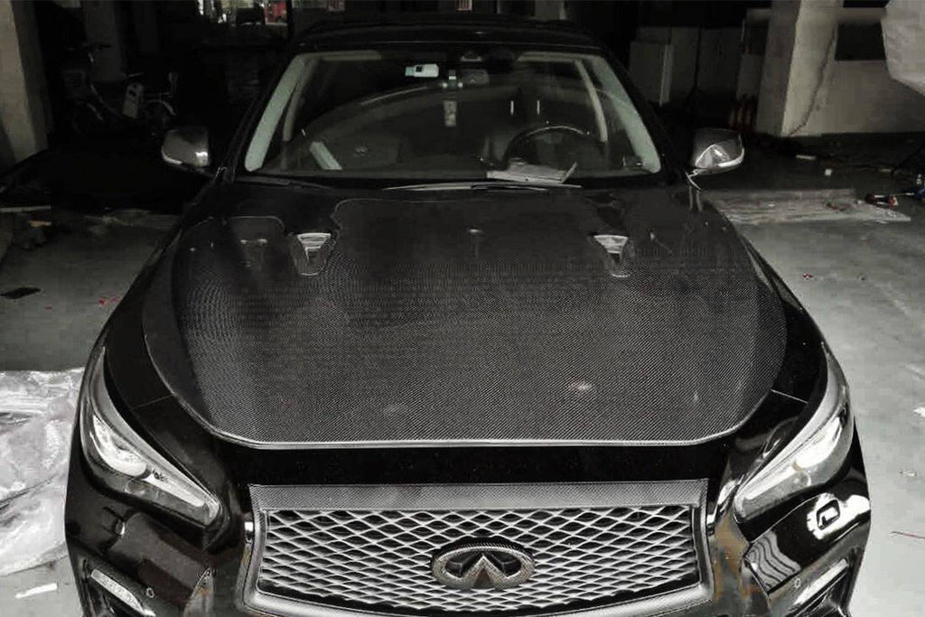 2014-2017 Infiniti Q50 Sedan EAU ROUGE Style Hood - Carbonado