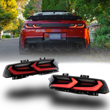 Load image into Gallery viewer, 2014-2015 CHEVY CAMARO VELOX LED TAILLIGHTS GLOSS BLACK/RED LENS