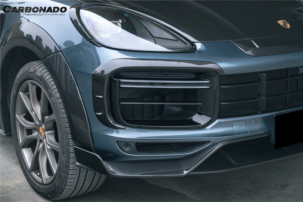 2018-2023 Porsche 9Y0.1 Cayenne Turbo MSY Style Dry Carbon Fiber Front Bumper Vent Trims