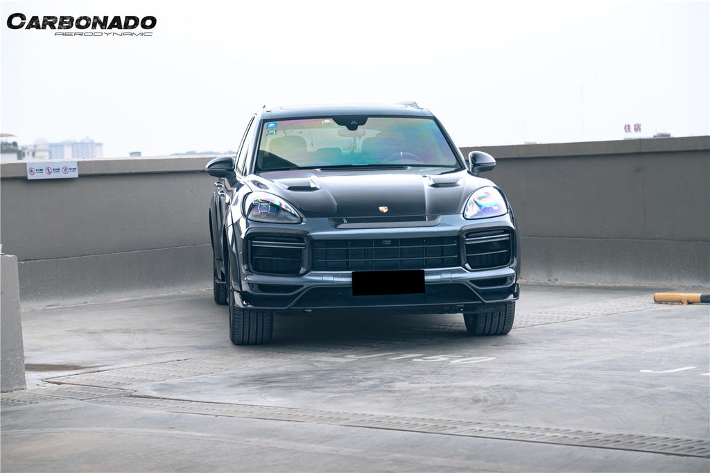 2018-2023 Porsche 9Y0.1 Cayenne Turbo MSY Style Dry Carbon Fiber Front Lip - Carbonado