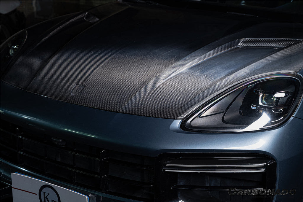 2018-2023 Porsche 9Y0.1 Cayenne S    Coupe    E-Hybrid    Turbo TKT Style Dry Carbon Fiber Hood