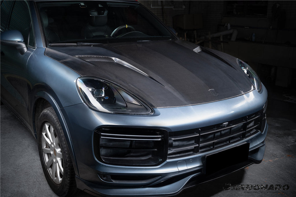 2018-2023 Porsche 9Y0.1 Cayenne S    Coupe    E-Hybrid    Turbo TKT Style Dry Carbon Fiber Hood