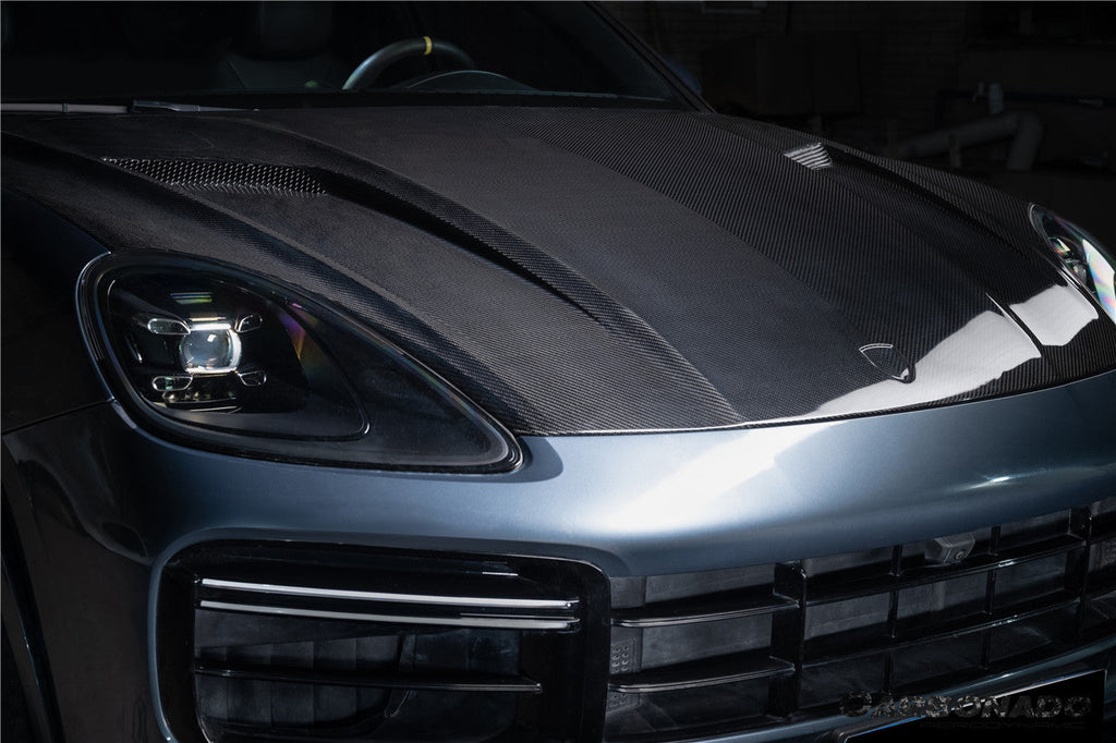 2018-2023 Porsche 9Y0.1 Cayenne S    Coupe    E-Hybrid    Turbo TKT Style Dry Carbon Fiber Hood