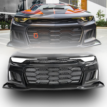 Load image into Gallery viewer, 2019-2025 Chevy Camaro SS RS LT Black Panther ZL1 1LE 1PC Full Gloss Carbon Fiber Track Package Front Bumper Conversion for RS Headlights