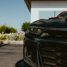 Load image into Gallery viewer, 2019-2025 Chevy Camaro SS RS LT Black Panther ZL1 1LE 1PC Full Gloss Carbon Fiber Track Package Front Bumper Conversion for RS Headlights