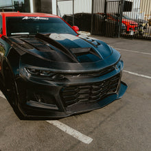 Load image into Gallery viewer, 2019-2025 Chevy Camaro SS RS LT Black Panther ZL1 1LE 1PC Full Gloss Carbon Fiber Track Package Front Bumper Conversion for RS Headlights