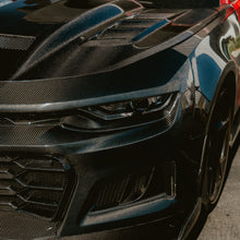 Load image into Gallery viewer, 2019-2025 Chevy Camaro SS RS LT Black Panther ZL1 1LE 1PC Full Gloss Carbon Fiber Track Package Front Bumper Conversion for RS Headlights