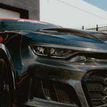 Load image into Gallery viewer, 2019-2025 Chevy Camaro SS RS LT Black Panther ZL1 1LE 1PC Full Gloss Carbon Fiber Track Package Front Bumper Conversion for RS Headlights