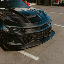 Load image into Gallery viewer, 2019-2025 Chevy Camaro SS RS LT Black Panther ZL1 1LE 1PC Full Gloss Carbon Fiber Track Package Front Bumper Conversion for RS Headlights
