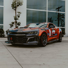 Load image into Gallery viewer, 2019-2025 Chevy Camaro SS RS LT Black Panther ZL1 1LE 1PC Full Gloss Carbon Fiber Track Package Front Bumper Conversion for RS Headlights