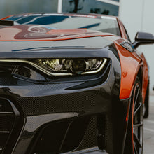 Load image into Gallery viewer, 2019-2025 Chevy Camaro SS RS LT Black Panther ZL1 1LE 1PC Full Gloss Carbon Fiber Track Package Front Bumper Conversion for RS Headlights