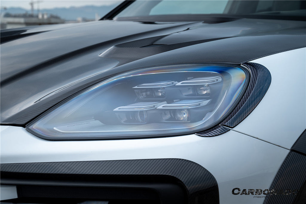 2024-2025 Porsche 9Y0.2 Cayenne S    Coupe    E-Hybrid MSY Style Dry Carbon Fiber Headlight Eyelid Eyebrow Cover
