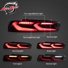 Load image into Gallery viewer, 2016-2018 CHEVY CAMARO VELOX LED TAILLIGHTS GLOSS BLACK/RED LENS