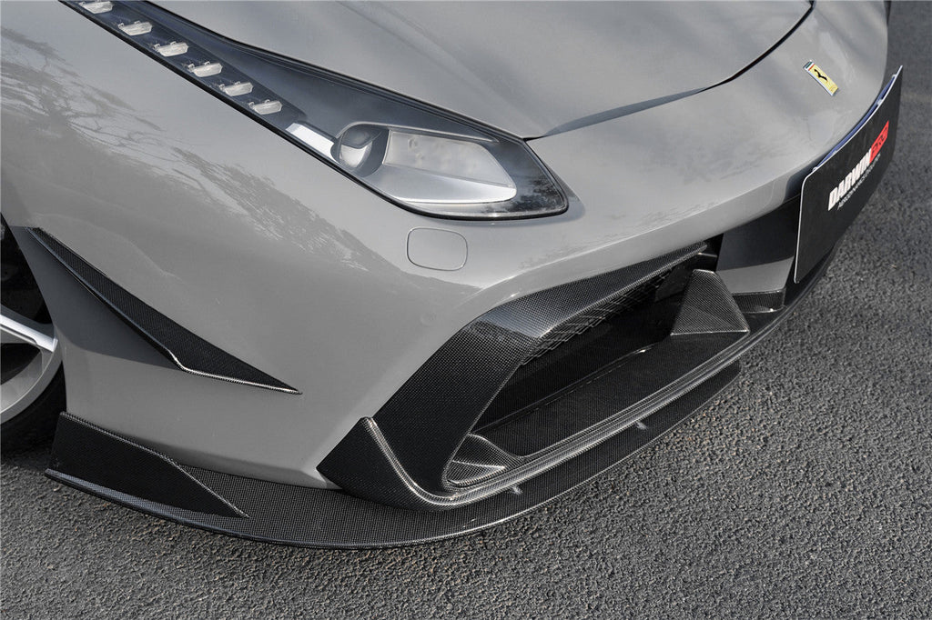 2015-2020 Ferrari 488 GTB & Spider iMP-Performance Carbon Fiber Front Bumper Canards - DarwinPRO Aerodynamics