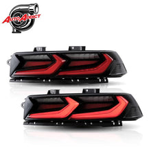 Load image into Gallery viewer, 2014-2015 CHEVY CAMARO VELOX LED TAILLIGHTS GLOSS BLACK/RED LENS