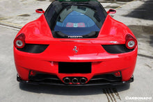 Load image into Gallery viewer, 2010-2015 Ferrari 458 Coupe &amp; Spider AV Style Carbon Fiber Rear Lip Diffuser - Carbonado