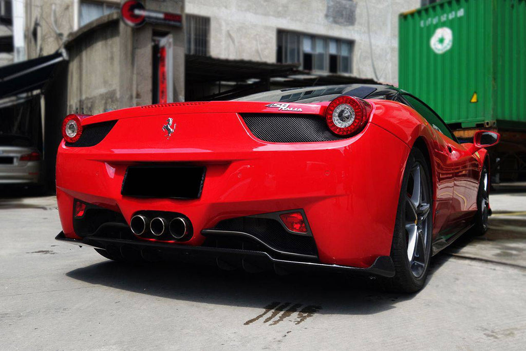 2010-2015 Ferrari 458 Coupe & Spider AV Style Carbon Fiber Rear Lip Diffuser - Carbonado