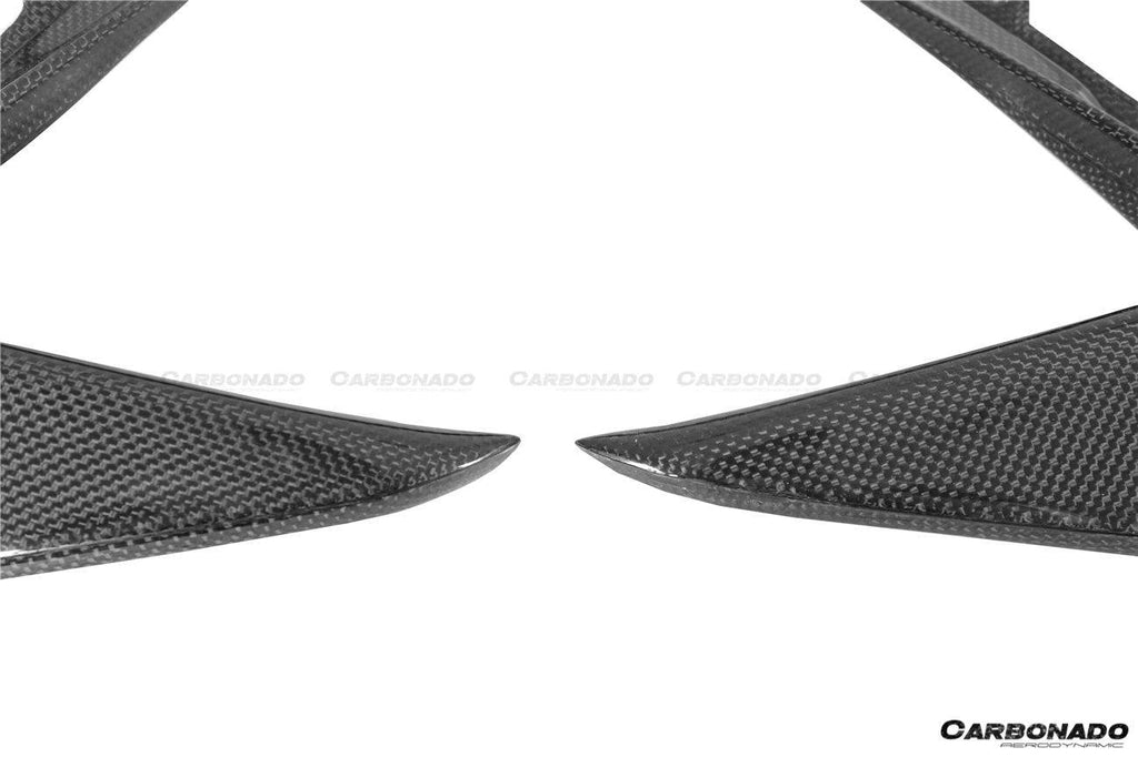 2018-2022 Ferrari 488 Pista OEM Style Carbon Fiber Front Bumper Vent Canards - Carbonado Aero