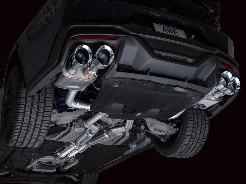 AWE 2024 Ford Mustang Dark Horse S650 RWD SwitchPath Cat-Back Exhaust w/ Quad Chrome Silver Tips