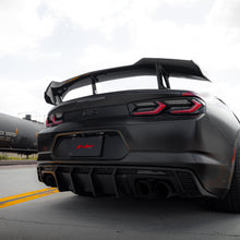 Load image into Gallery viewer, 2016-2025 Chevy Camaro Evo Style Shark Fins Rear Diffuser Quad/Single Tips SS/RS/LT &amp; ZL1 w/ Smoke Reflectors