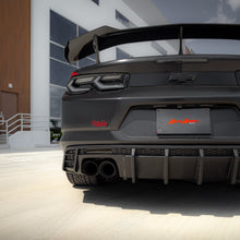 Load image into Gallery viewer, 2016-2025 Chevy Camaro Evo Style Shark Fins Rear Diffuser Quad/Single Tips SS/RS/LT &amp; ZL1 w/ Smoke Reflectors