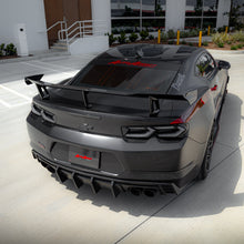 Load image into Gallery viewer, 2016-2025 Chevy Camaro Evo Style Shark Fins Rear Diffuser Quad/Single Tips SS/RS/LT &amp; ZL1 w/ Smoke Reflectors