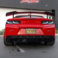 Load image into Gallery viewer, 2016-2025 Chevy Camaro Evo Style Shark Fins Rear Diffuser Quad/Single Tips SS/RS/LT &amp; ZL1 w/ Smoke Reflectors