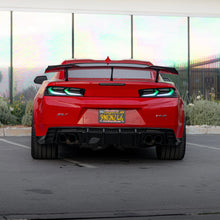 Load image into Gallery viewer, 2016-2025 Chevy Camaro Evo Style Shark Fins Rear Diffuser Quad/Single Tips SS/RS/LT &amp; ZL1 w/ Smoke Reflectors