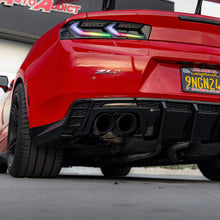Load image into Gallery viewer, 2016-2025 Chevy Camaro Evo Style Shark Fins Rear Diffuser Quad/Single Tips SS/RS/LT &amp; ZL1 w/ Smoke Reflectors
