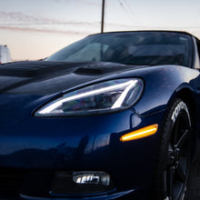 Load image into Gallery viewer, 2005-2013 Corvette C6 Projector LED Headlights C8 Style Amber Sequential Turn Signals