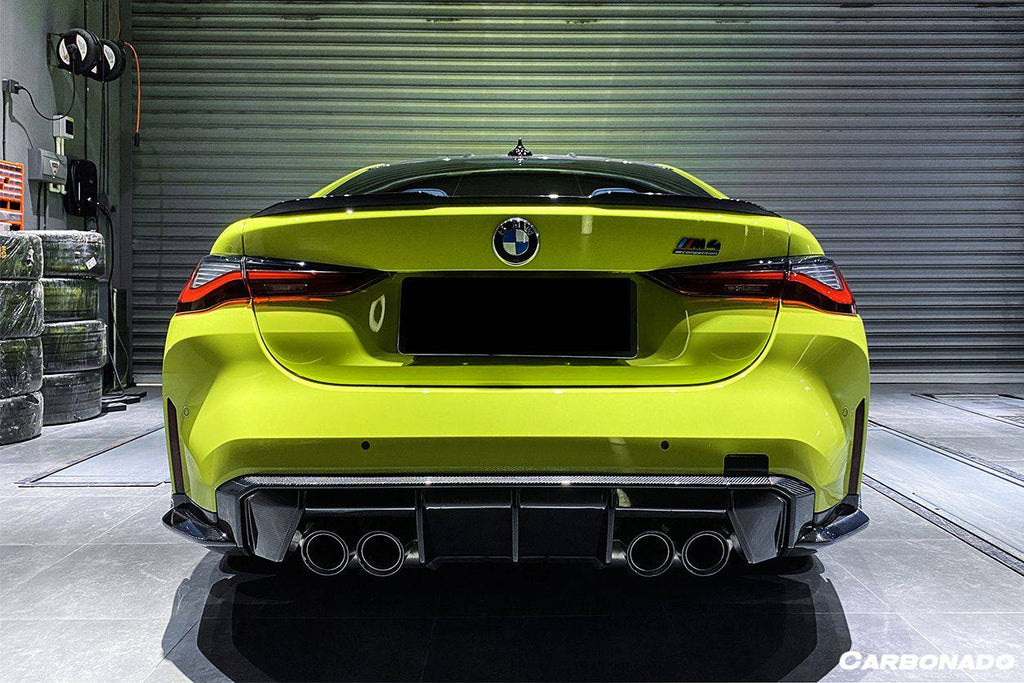 2021-UP BMW M4 G82/G83 MP Style Carbon Fiber Qual Rear Lip with Caps - Carbonado Aero