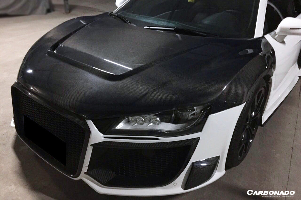 2006-2015 Audi R8 Coupe   Spyder P Style Carbon Fiber Hood