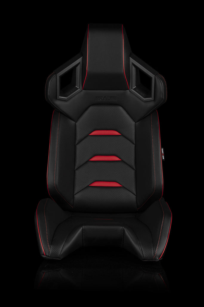 Universal BRAUM ALPHA-X SERIES RACING SEATS (BLACK & RED) – PAIR