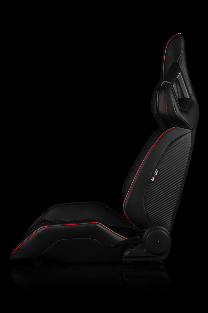 Universal BRAUM ALPHA-X SERIES RACING SEATS (BLACK & RED) – PAIR