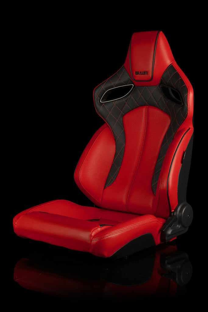 Universal BRAUM ORUE SERIES RACING SEATS (DIAMOND ED. | RED LEATHERETTE) – PAIR
