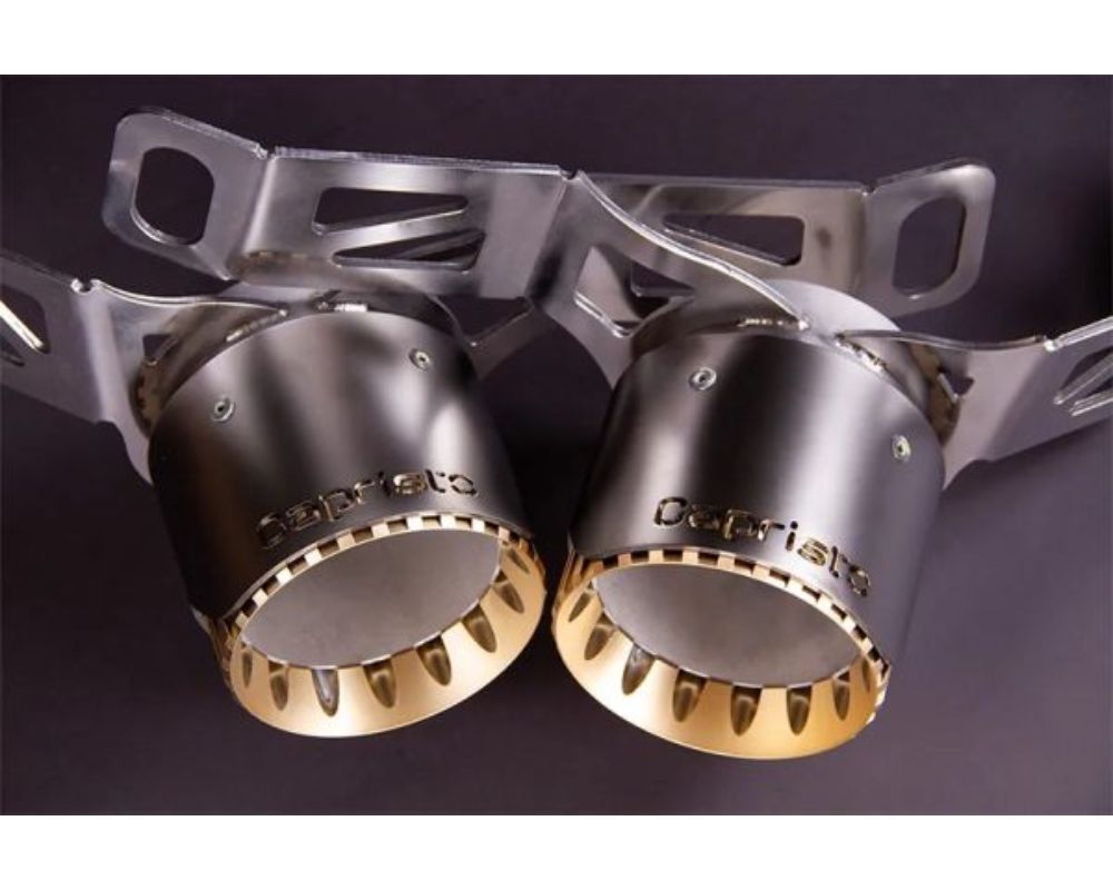 Capristo Exhaust System w/ Black Chrome Gold End Pipes Maserati MC20 2022-2023