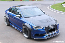 Load image into Gallery viewer, 2013-2020 Audi RS3 S3 A3 Sline Sedan BKSS Style Carbon Fiber Side Skirts &amp; Side Skirts Under Board Canard - Carbonado Aero