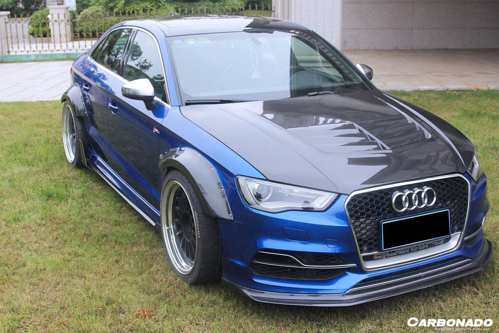 2013-2020 Audi RS3 S3 A3 Sline Sedan BKSS Style Carbon Fiber Side Skirts - Carbonado Aero