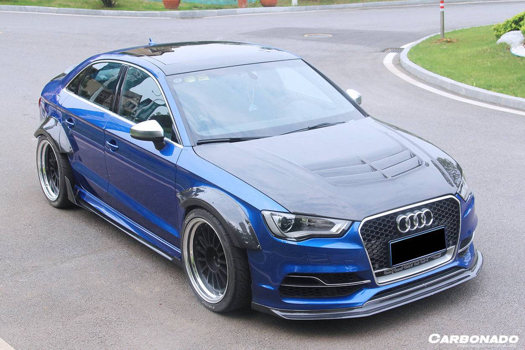2013-2020 Audi RS3 S3 A3 Sline Sedan BKSS Style Carbon Fiber Side Skirts - Carbonado Aero