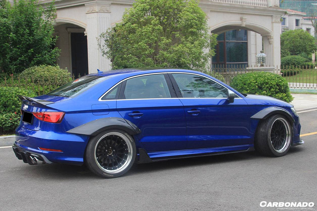 2013-2020 Audi RS3 S3 A3 Sline Sedan BKSS Style Carbon Fiber Side Skirts - Carbonado Aero