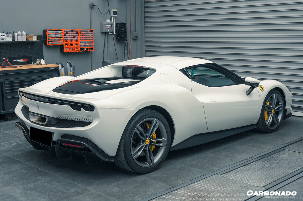 2022-UP Ferrari 296 GTB OE Style Carbon Fiber Rear Bumper With Diffuser - Carbonado Aero