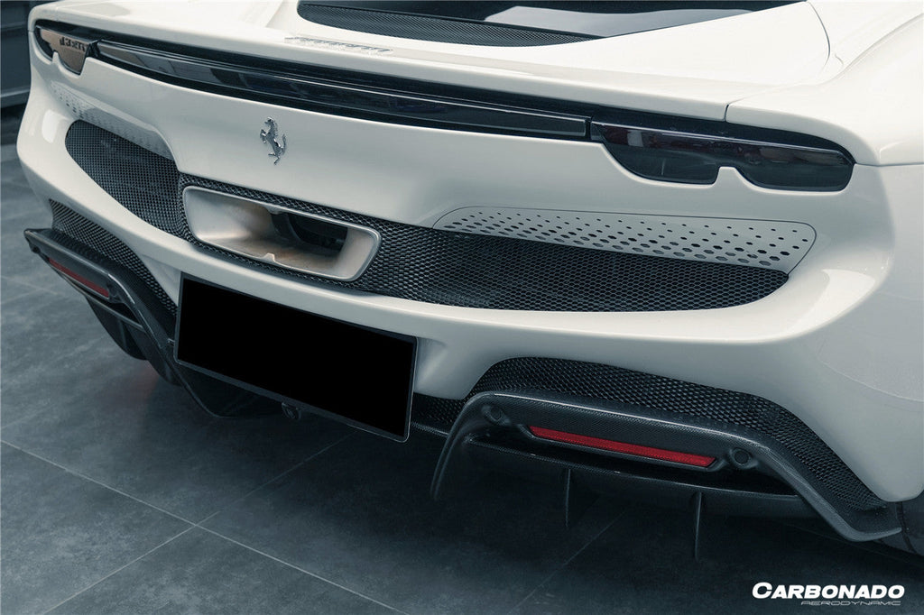 2022-UP Ferrari 296 GTB OE Style Carbon Fiber Rear Bumper With Diffuser - Carbonado Aero