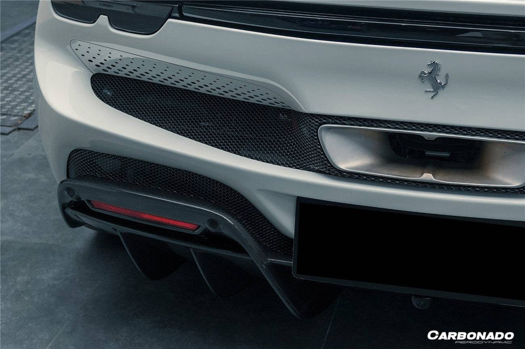 2022-UP Ferrari 296 GTB OE Style Carbon Fiber Rear Bumper With Diffuser - Carbonado Aero