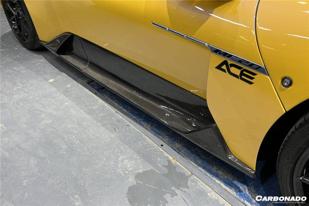 2020-2024 Maserati MC20 OEM Style DRY Carbon Fiber Side Skirts - Carbonado Aero