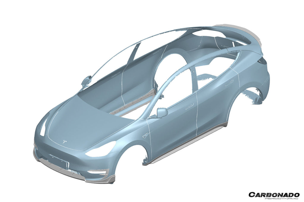 2020-2024 Tesla Model Y AD Style Dry Carbon Fiber Side Skirts